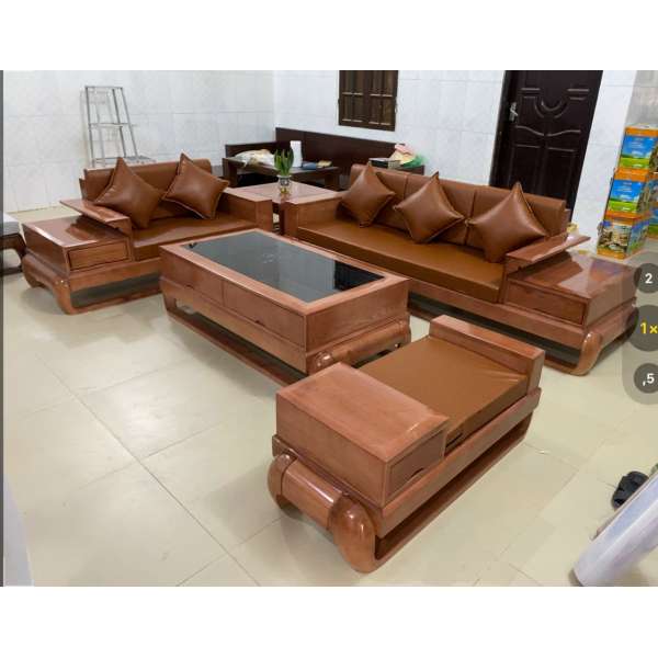 SOFA 2 VĂNG ĐÙI GÀ GỖ HƯƠNG ĐÁ_HT001
